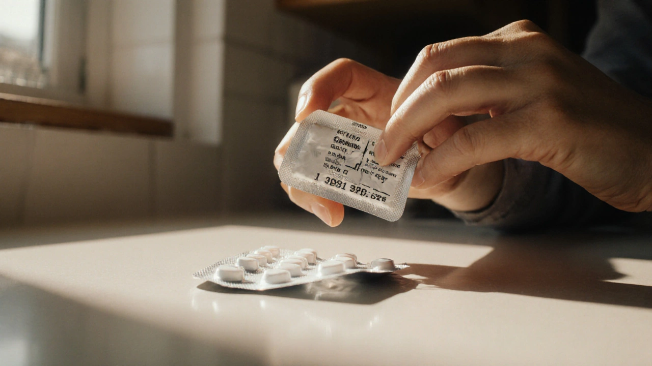 Hands opening a sealed package, showing tablets and a tamper‑evident seal.