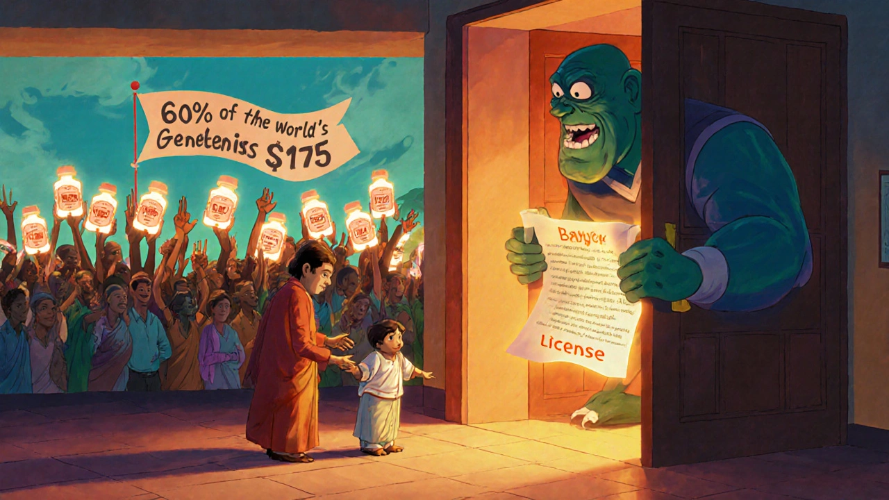 India&#039;s patent office granting a compulsory license to a generic drug maker, with patients across the world celebrating.