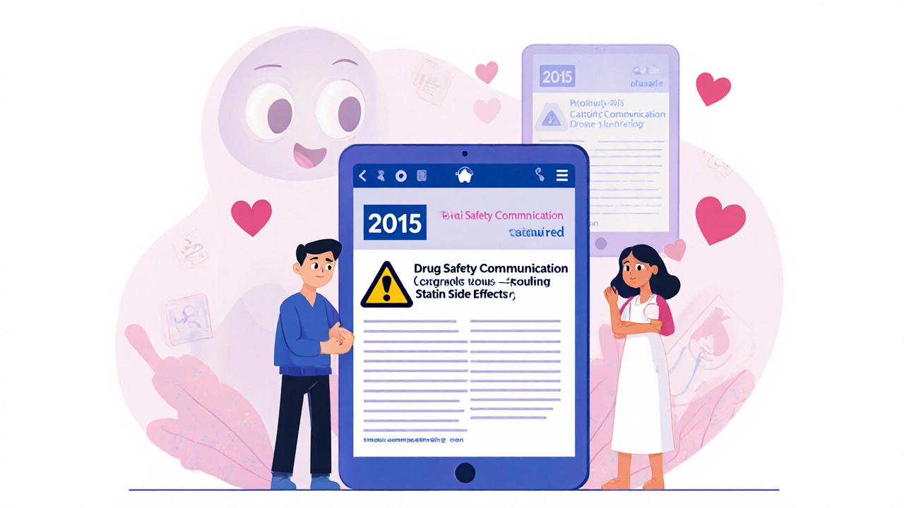 Parent and nurse discovering an old FDA drug warning on a glowing tablet with archived alert in background.