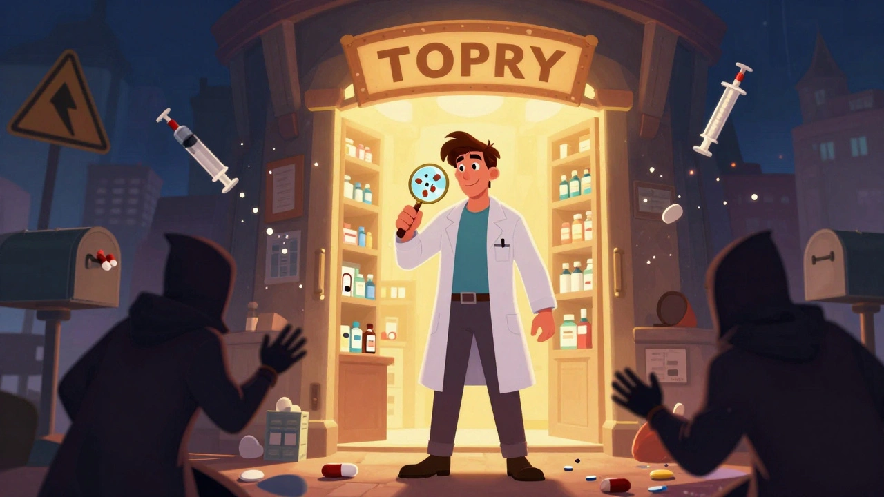 A heroic pharmacist protects a real pharmacy from shadowy criminals spreading counterfeit pills online.