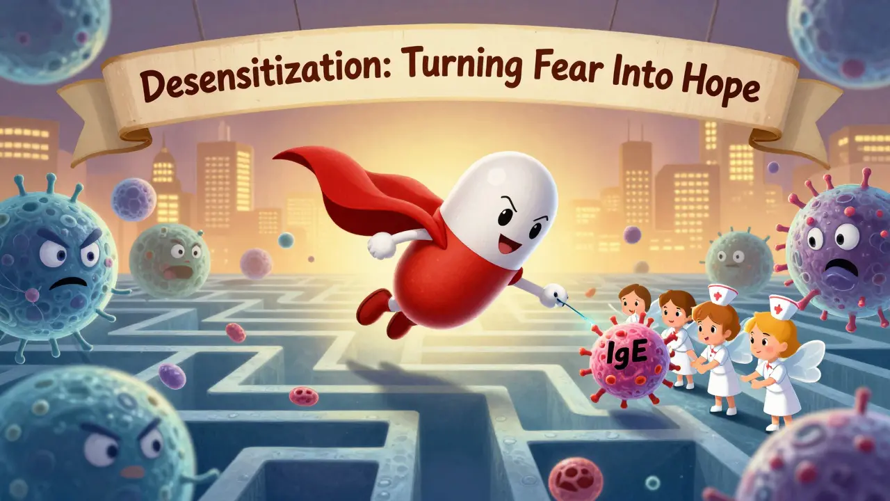 A pill hero defeats allergy monsters with help from nurse-angels in a cell maze.